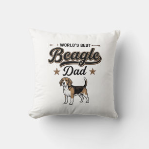 Coussin Meilleur Papa Beagle du Monde Chien Vintage