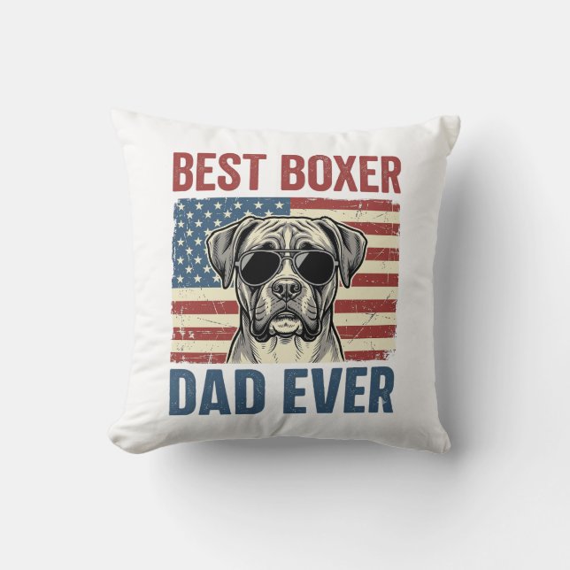 Coussin Meilleur Papa Boxer Vintage Chien (Recto)