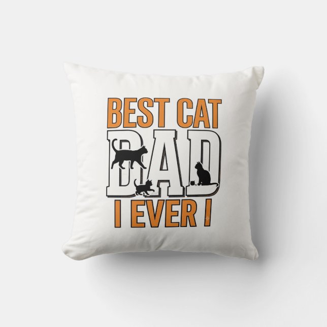 Coussin Meilleur Papa Chat du Monde Design de Chemise Vint (Recto)