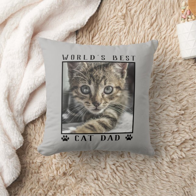 Coussin Meilleur Papa Chat du Monde Empreintes de Patte Ph (Couverture)