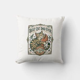 Coussin Meilleur Papa Chat Maman Papa Parent Vintage Vecto