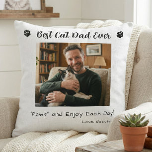 Coussin Meilleur Papa Chat Pattes Photo d'Animal de Compag
