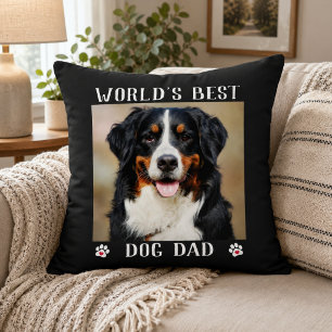 Coussin Meilleur Papa Chien au Monde Empreintes de Patte P