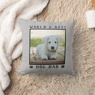 Coussin Meilleur Papa Chien du Monde Empreintes de Patte P