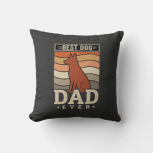 Coussin Meilleur papa chien jamais silhouette rétro