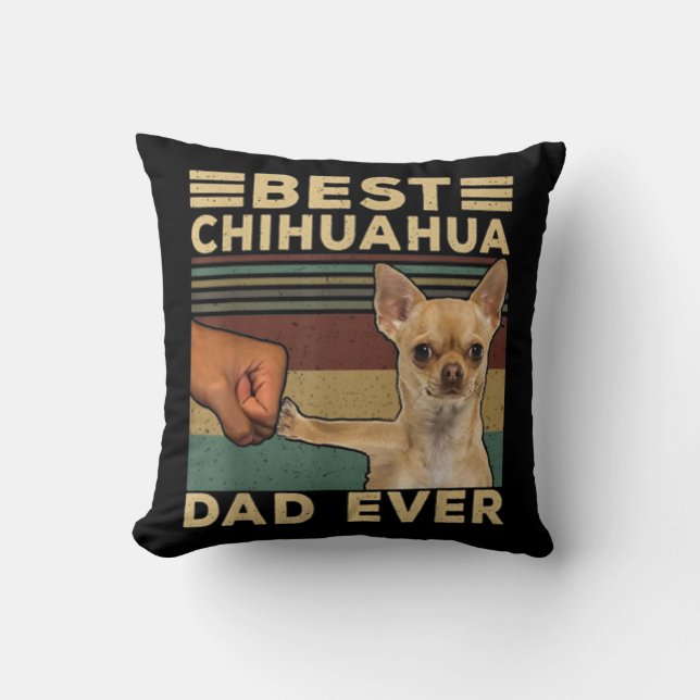 Coussin Meilleur papa Chihuahua jamais (Recto)