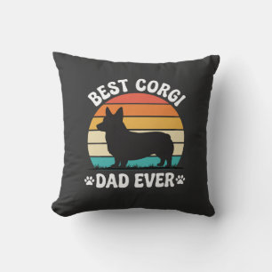 Coussin Meilleur papa Corgi Retro Chien