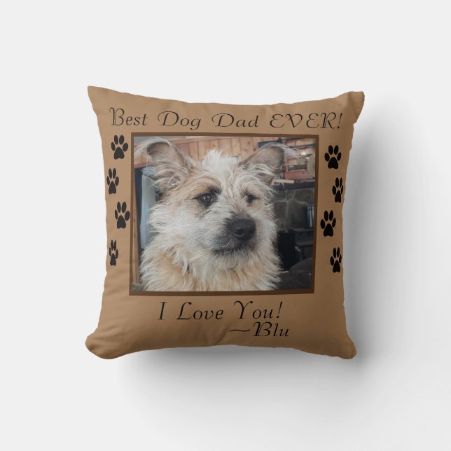 Coussin Meilleur papa de chien personnalisé (Recto)