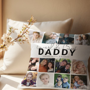 Coussin Meilleur Papa du Monde Collage Photo