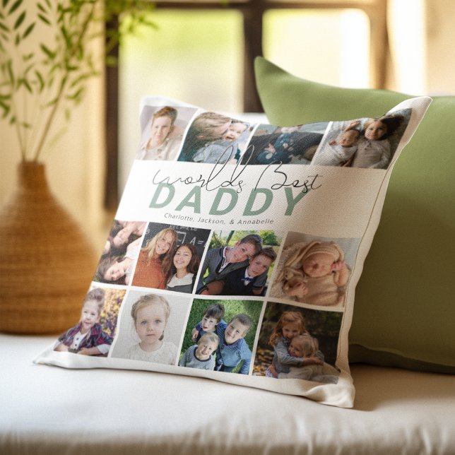 Coussin Meilleur Papa du Monde | Collage Photo (Créateur téléchargé)