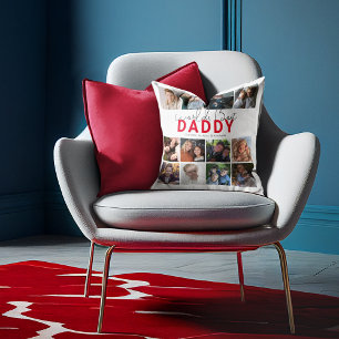 Coussin Meilleur Papa du Monde Collage Photo