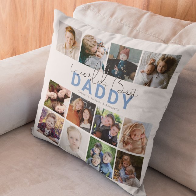 Coussin Meilleur Papa du Monde | Collage Photo (Créateur téléchargé)