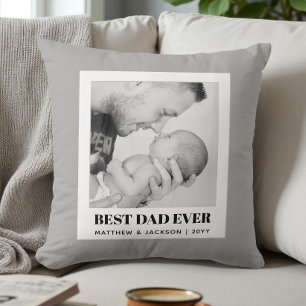 Coussin Meilleur Papa du Monde Gris Moderne Minimaliste Ph