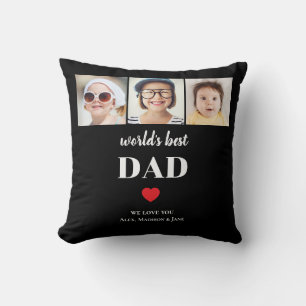 Coussin Meilleur Papa du Monde On t'aime 3 Enfants Photo N
