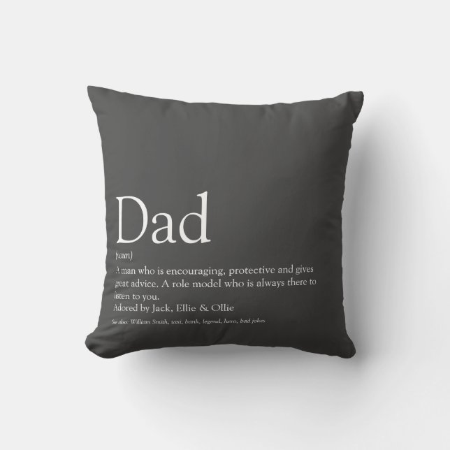 Coussin Meilleur Papa du Monde, Papa, Définition de Père (Recto)