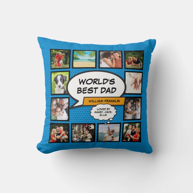 Coussin Meilleur Papa du Monde Photo Cool Fun (Recto)