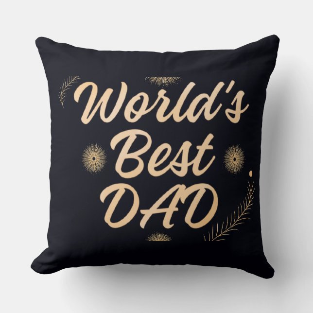 Coussin Meilleur Papa du Monde  Typographie Simple Pères (Recto)