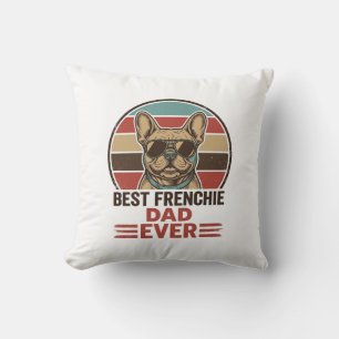 Coussin Meilleur Papa Frenchie Ever Vintage Bulldog Shirt_