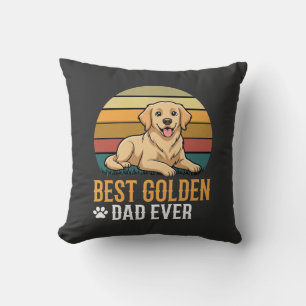 Coussin Meilleur Papa Golden Retriever Rétro Chien