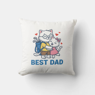 Coussin Meilleur Papa Golf Chat Câlin Mignon Design Vector
