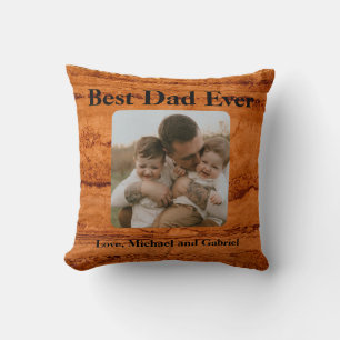 Coussin Meilleur papa, Granite en cuivre canyon, or ambre