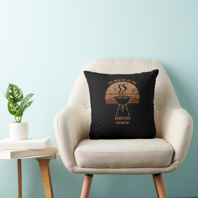 Coussin Meilleur Papa Grill Master Rétro Coucher de Soleil (Chaise)