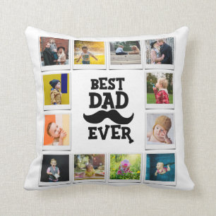 Coussin Meilleur papa Jamais Anniversaire Photo Collage Bl
