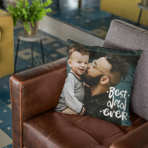 Coussin Meilleur papa jamais Cadeau personnalisé avec phot