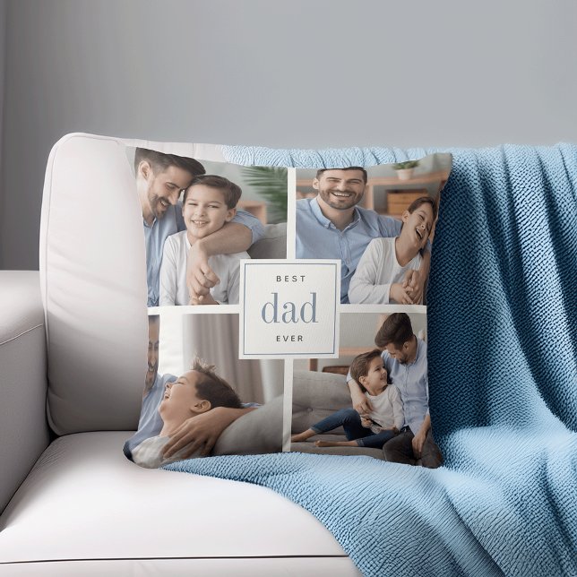 Coussin Meilleur papa jamais | Collage photo pour enfants  (Créateur téléchargé)