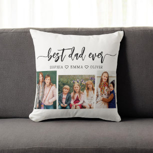 Coussin Meilleur papa jamais - Fête des pères photo Collag