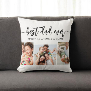 Coussin Meilleur papa jamais - Fête des pères photo Collag