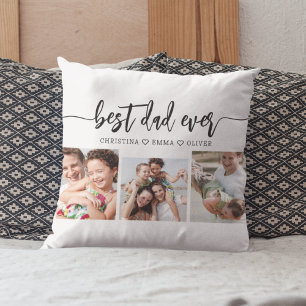 Coussin Meilleur papa jamais - Fête des pères photo Collag