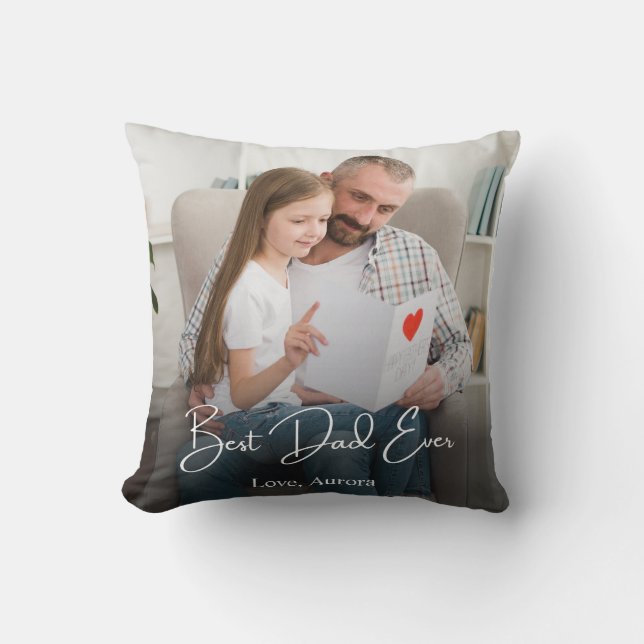 Coussin Meilleur papa jamais personnalisé photo (Recto)