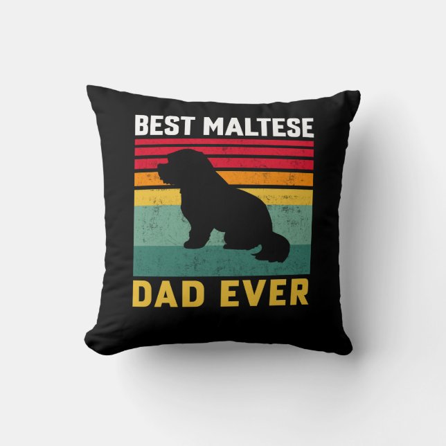Coussin Meilleur papa maltais jamais, papa de chien maltai (Recto)