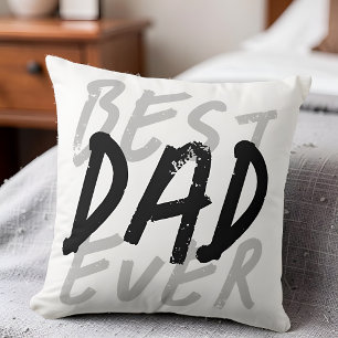 Coussin Meilleur Papa Moderne Noir et Gris Grunge