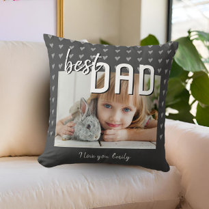 Coussin Meilleur papa Motif de coeur Grey Photo Journée de