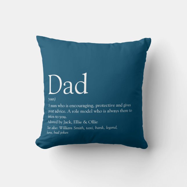 Coussin Meilleur Papa, Papa, Définition de Père Bleu (Recto)