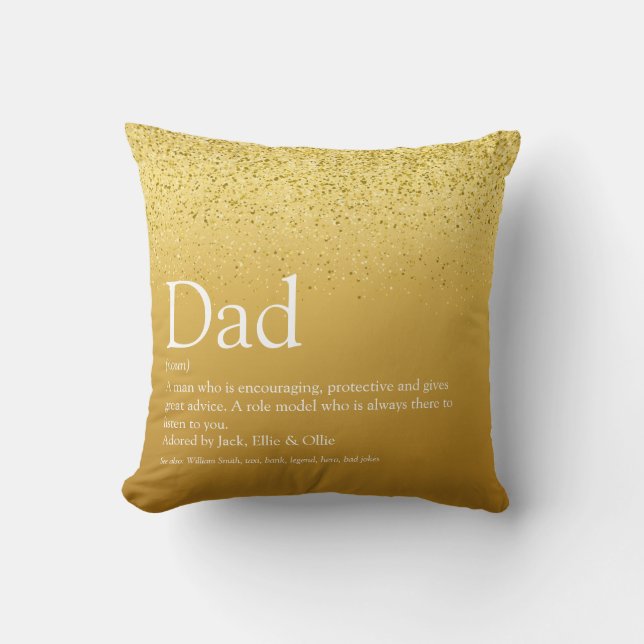Coussin Meilleur Papa, Papa, Définition de père Paillettes (Recto)