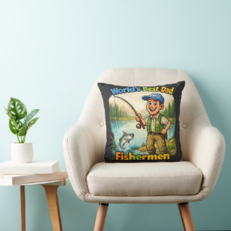 Coussin Meilleur Papa Pêcheur au Lac Idée Cadeau Drôle