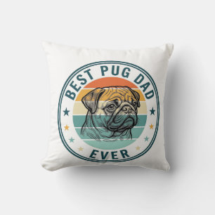 Coussin Meilleur Papa Pug Ever Vintage Gravure Chemise Chi
