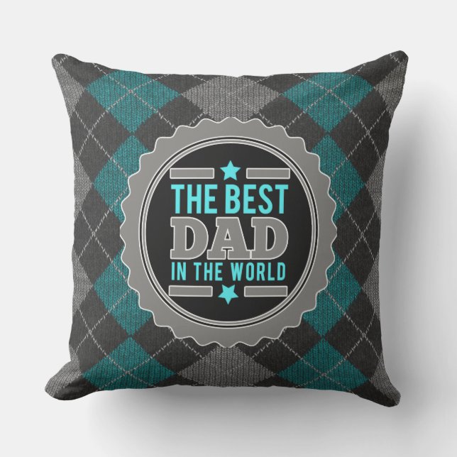 Coussin Meilleur papa turquoise et gris dans le monde Cous (Recto)
