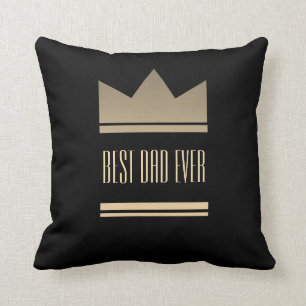 Coussin Meilleur père jamais Black and Gold King Crown Mod