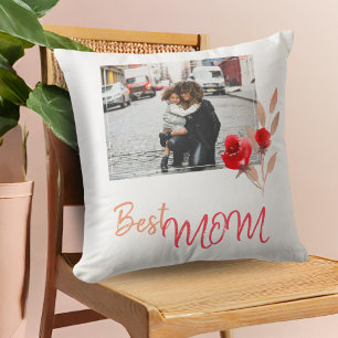 Coussin Meilleur scénario de maman florale d'aquarelle ph