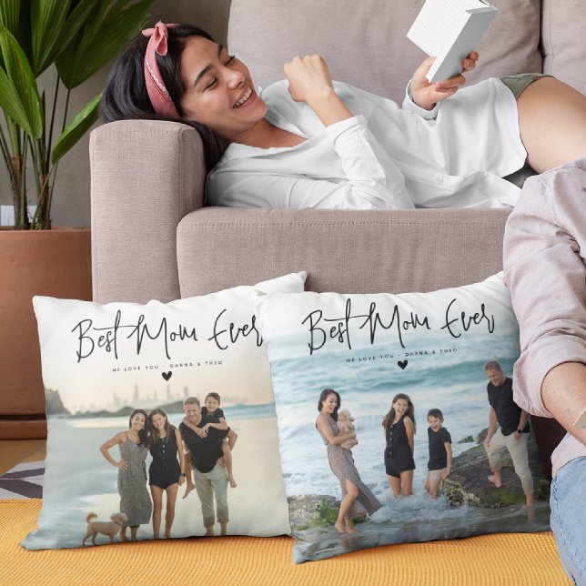 Coussin Meilleur script de maman jamais 2x Photo (Créateur téléchargé)