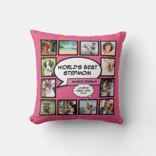 Coussin Meilleur Stepmaman 12 photo rose amusant
