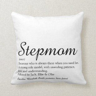 Coussin Meilleur Stepmaman, Script de définition Stepmère