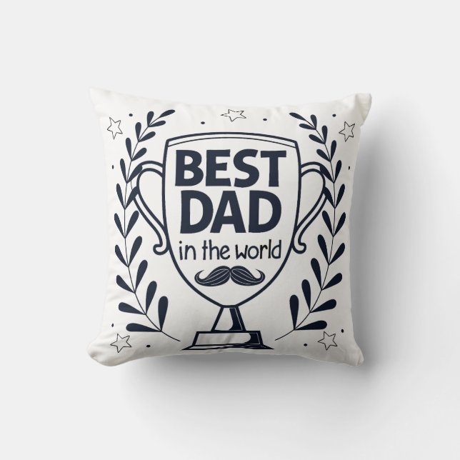 Coussin Meilleur Trophée Papa - Cadeau de fête du Père (Recto)