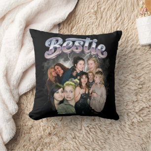 Coussin Meilleure Amie Collage Photo Rétro Personnalisé