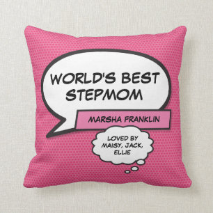 Coussin Meilleure Belle-Mère du Monde Maman Bonus Rose Amu
