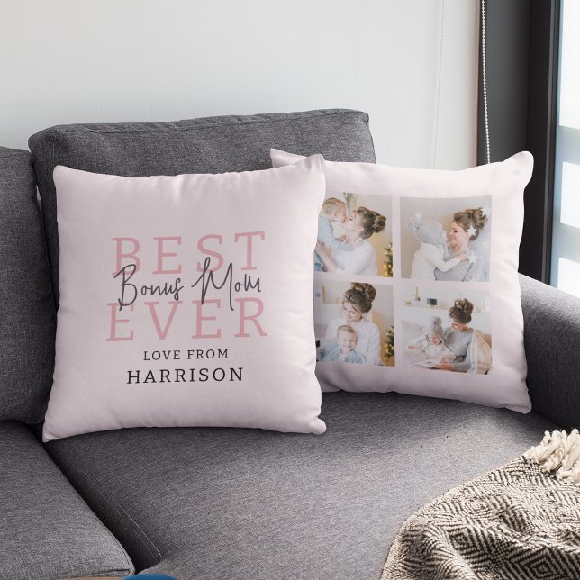 Coussin Meilleure Bonus Maman de tous les temps | Collage  (Créateur téléchargé)